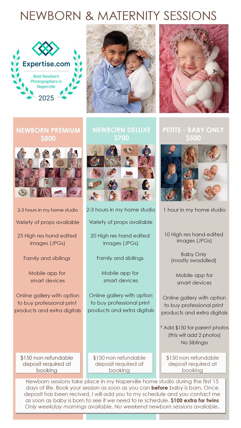 Newborn and Maternity Sessions Pricing Information
